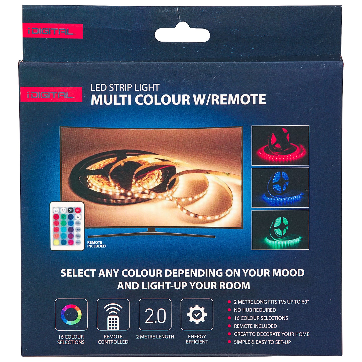 iDigital Multi-Coloured LED Strip Lighting With Remote