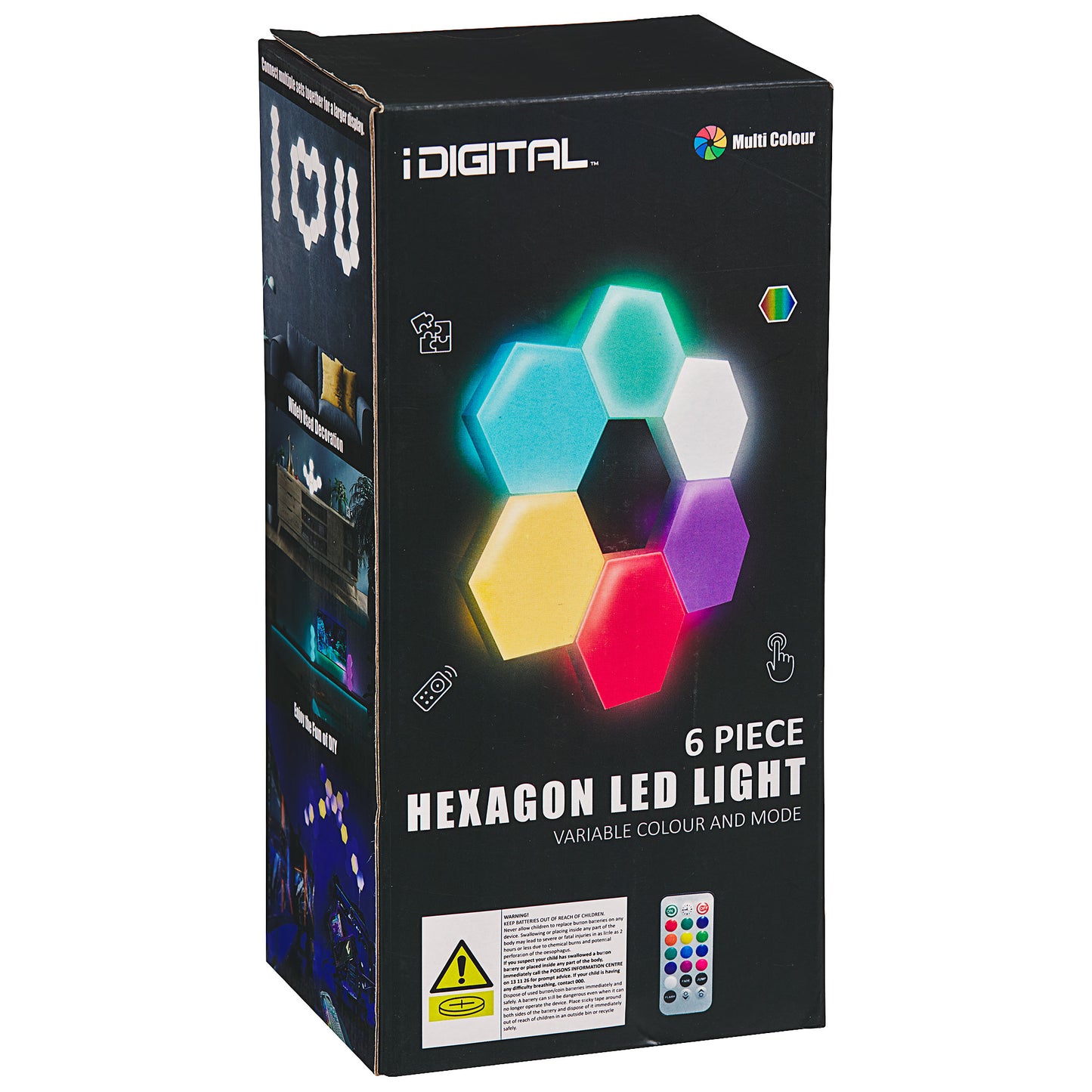 Hex Light 6 Pack Multi-Coloured