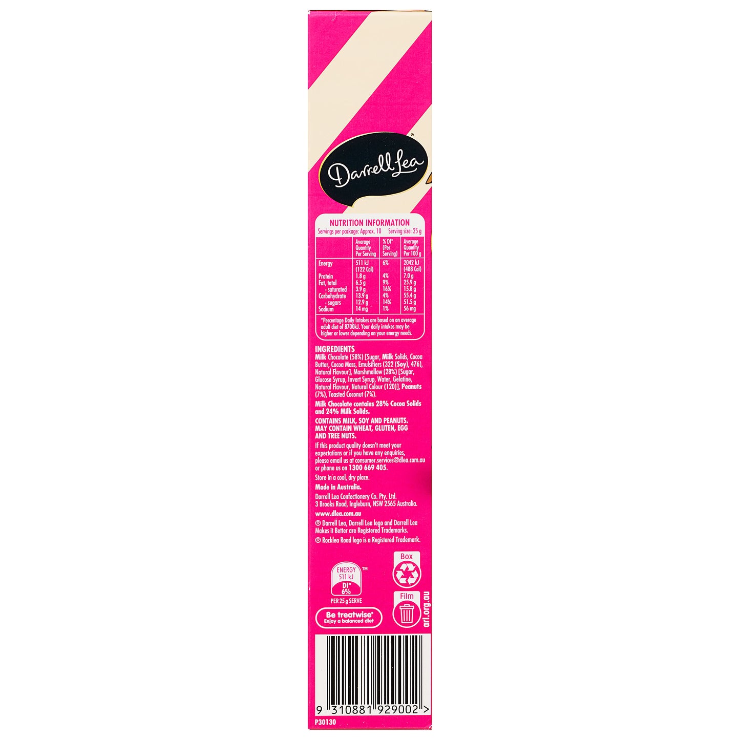 Darrell Lea Rocklea Road Pink & White 250g