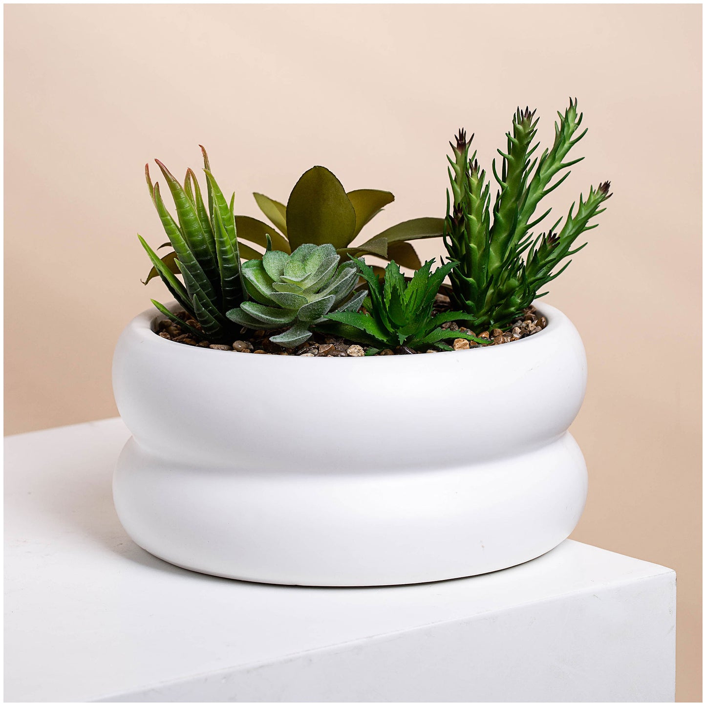 Faux Succulent Garden in Round Pot