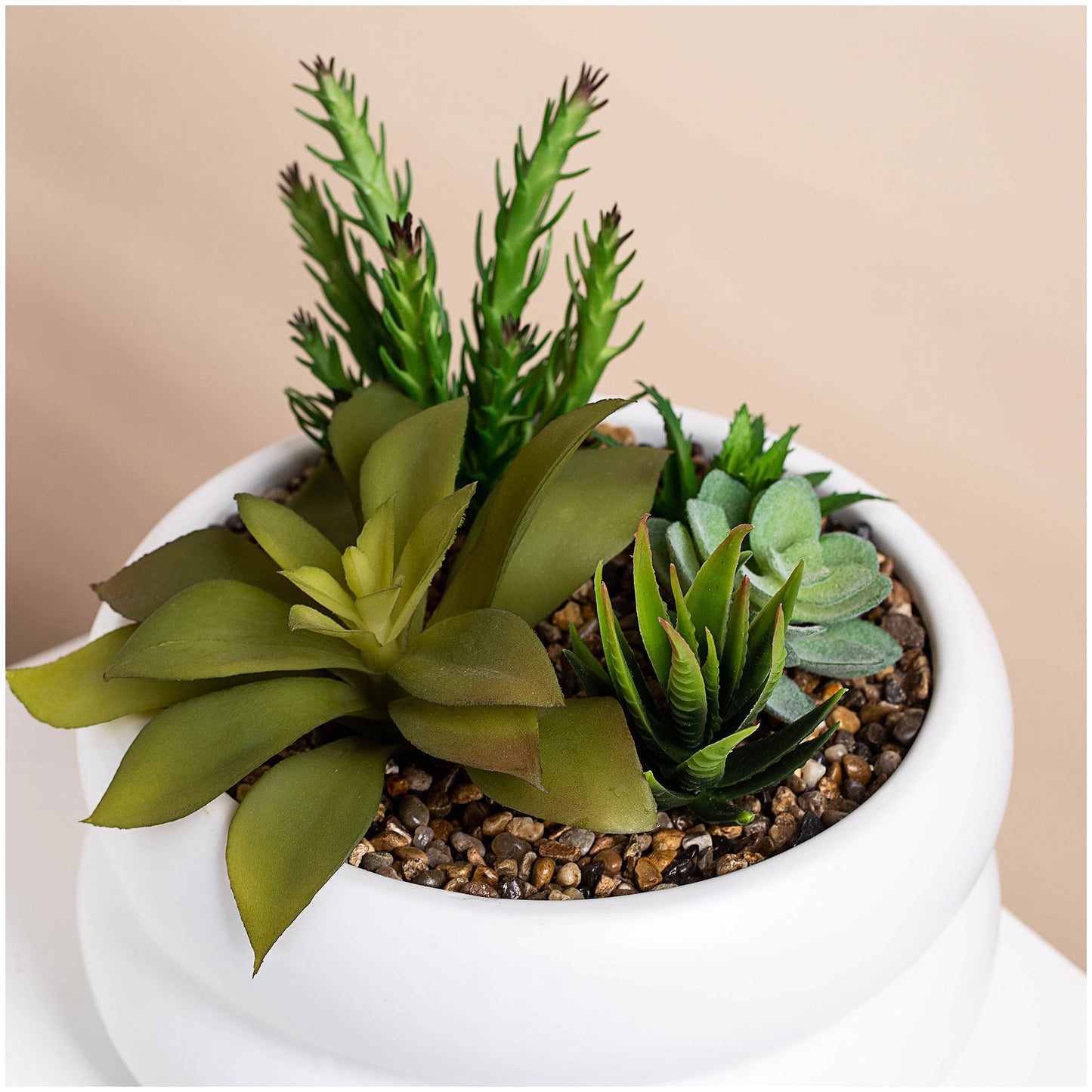 Faux Succulent Garden in Round Pot