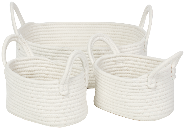 Rectangular Cotton Rope Basket Set of 3