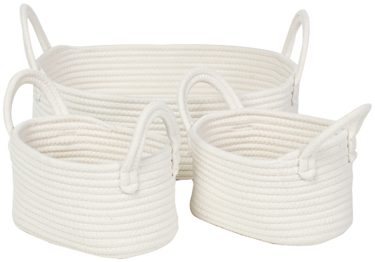 Rectangular Cotton Rope Basket Set of 3