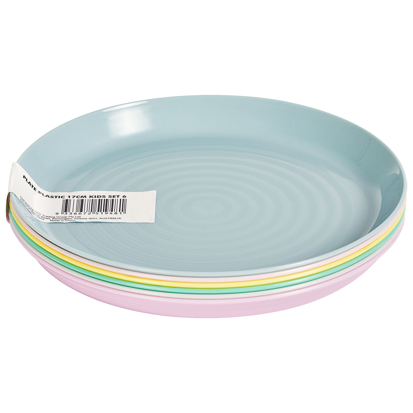 6pc Kids' Plastic Plates 17cm