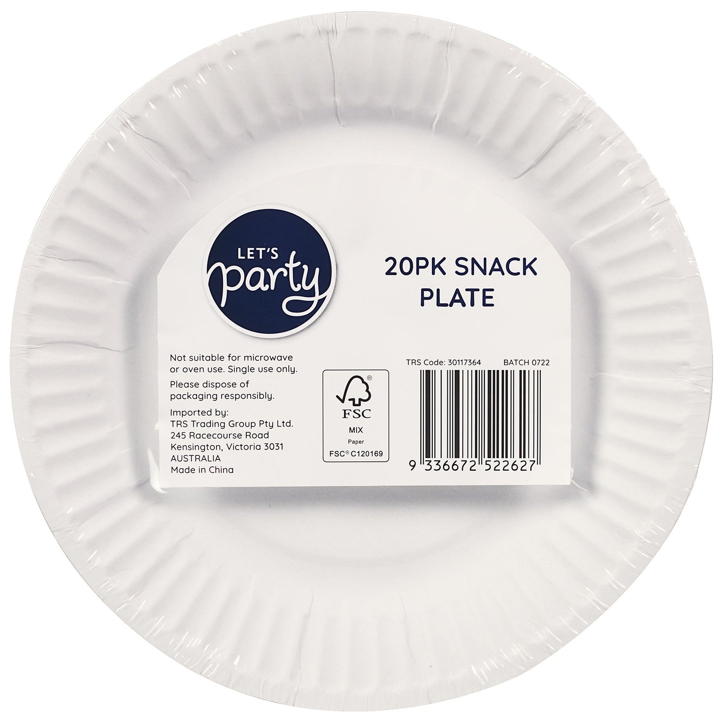 Snack Plate White 20pk