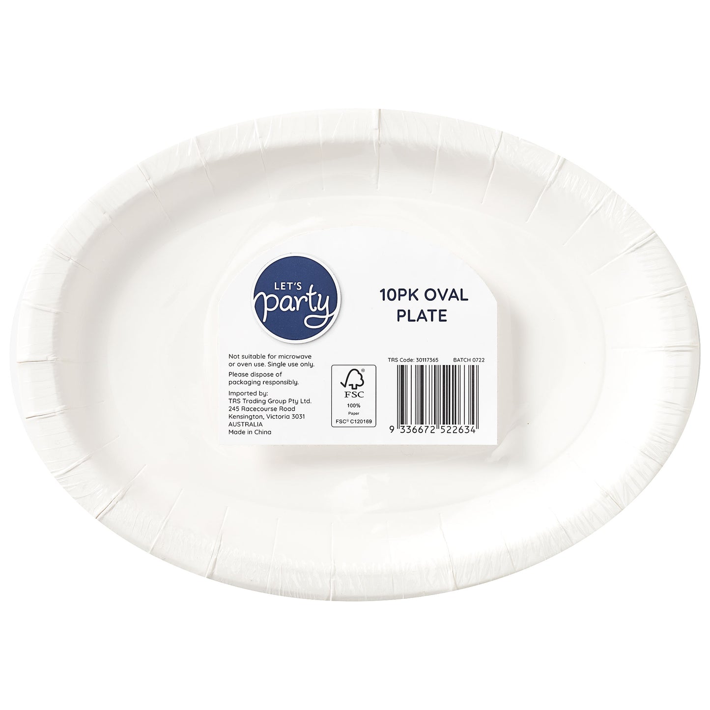 White Oval Plate 40pk