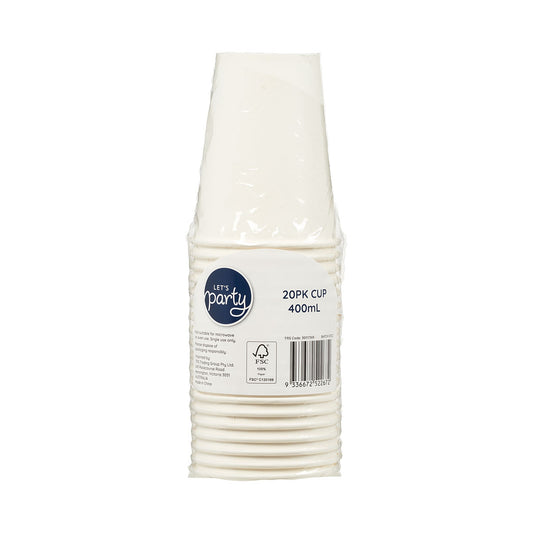 Cup 400mL White 20pk