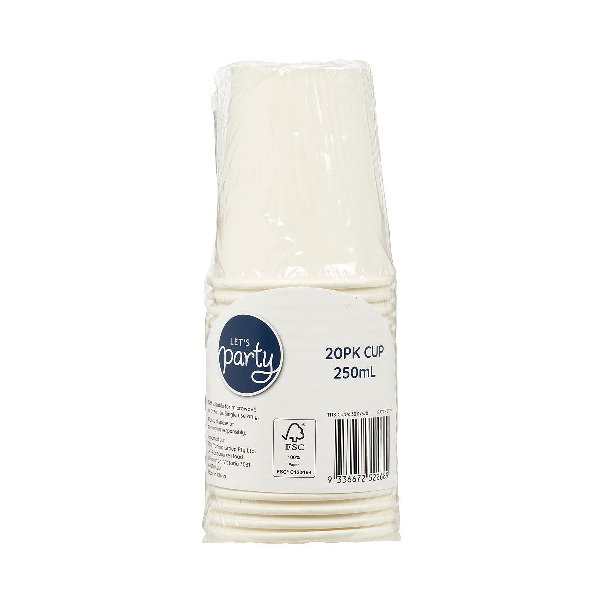 Cup 250mL White 20pk