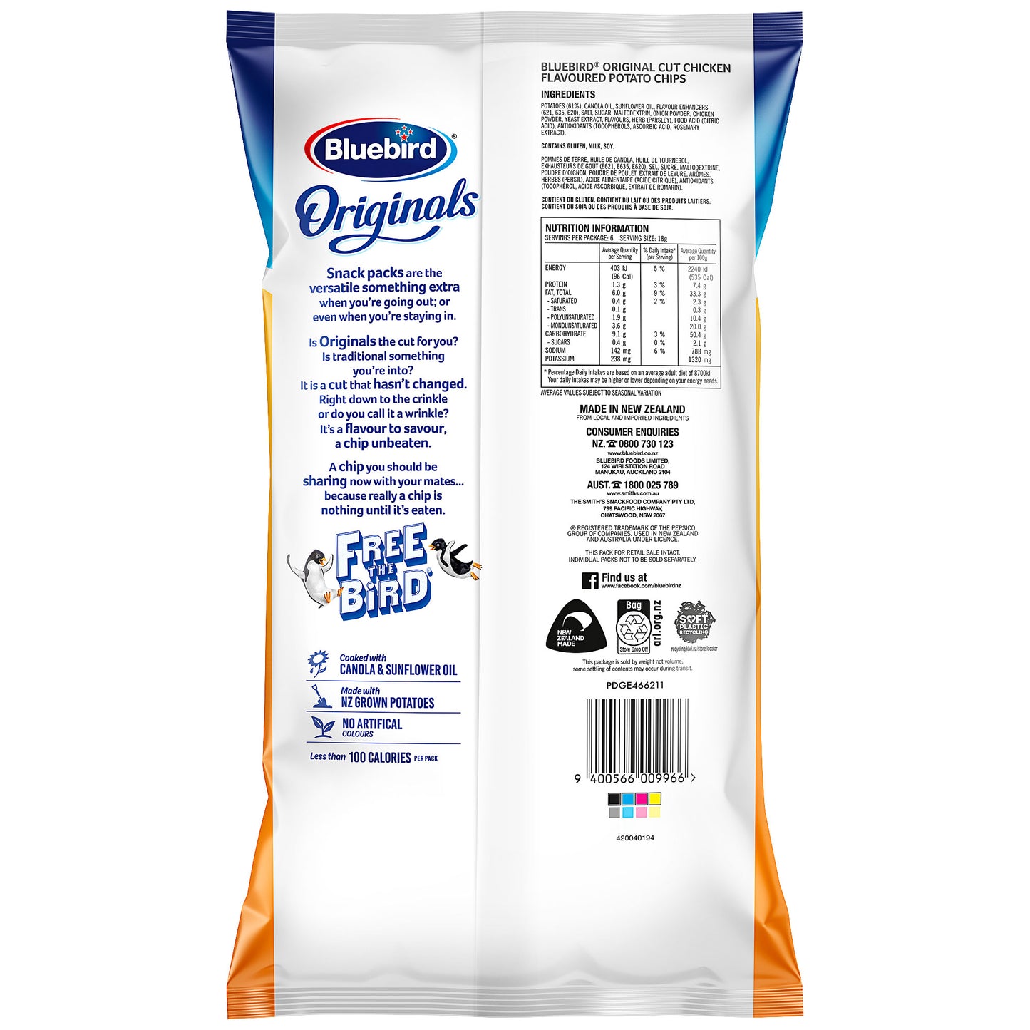 Bluebird Original Chicken 108g 6pk