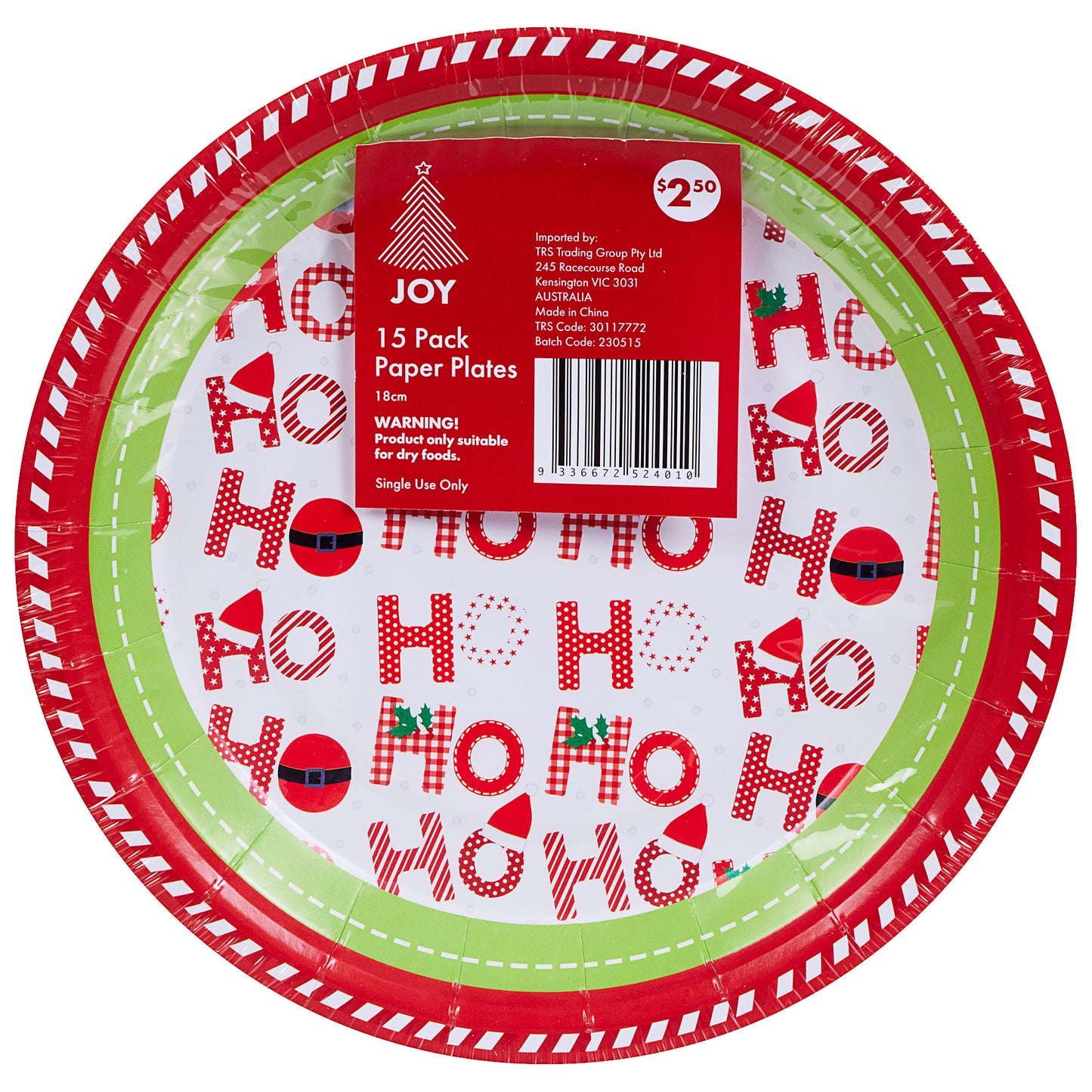 Paper Plate 'Tis The Season 18cm 15pk