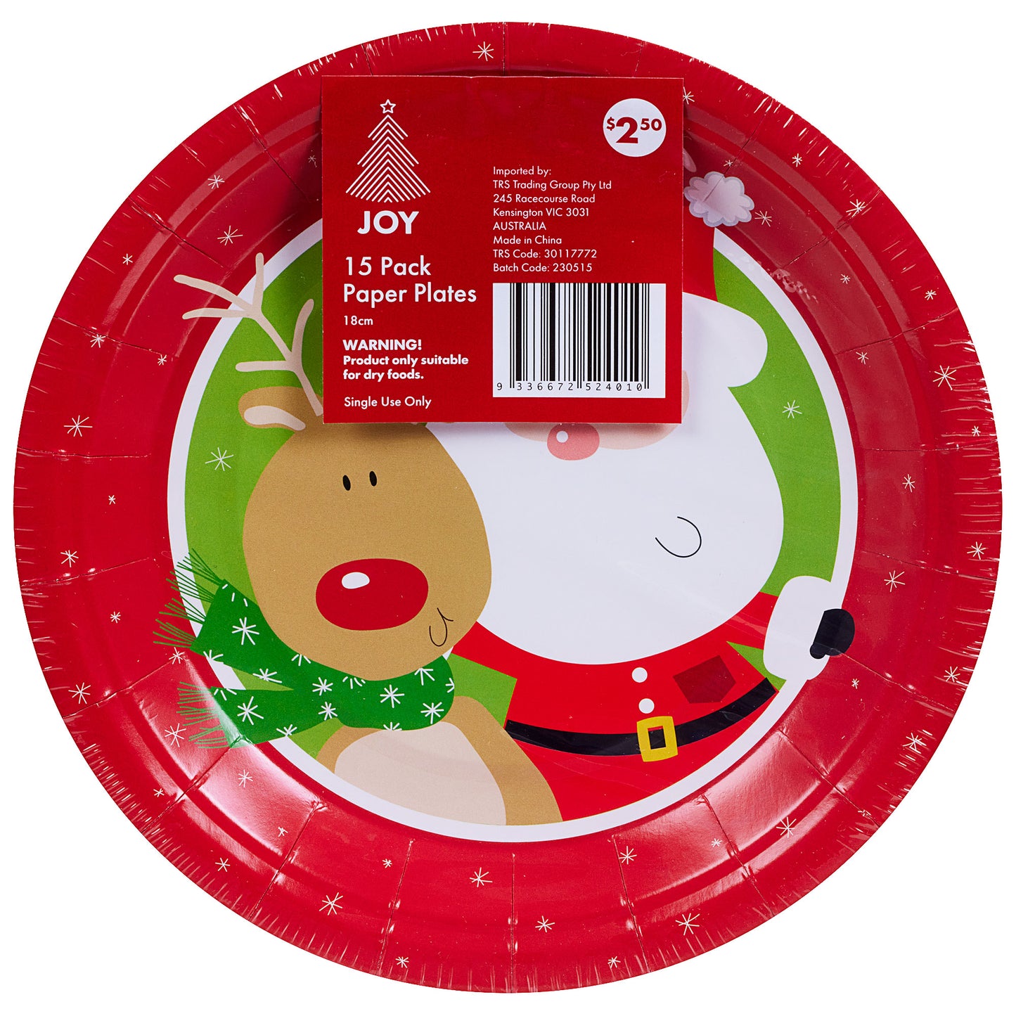 Paper Plate 'Tis The Season 18cm 15pk