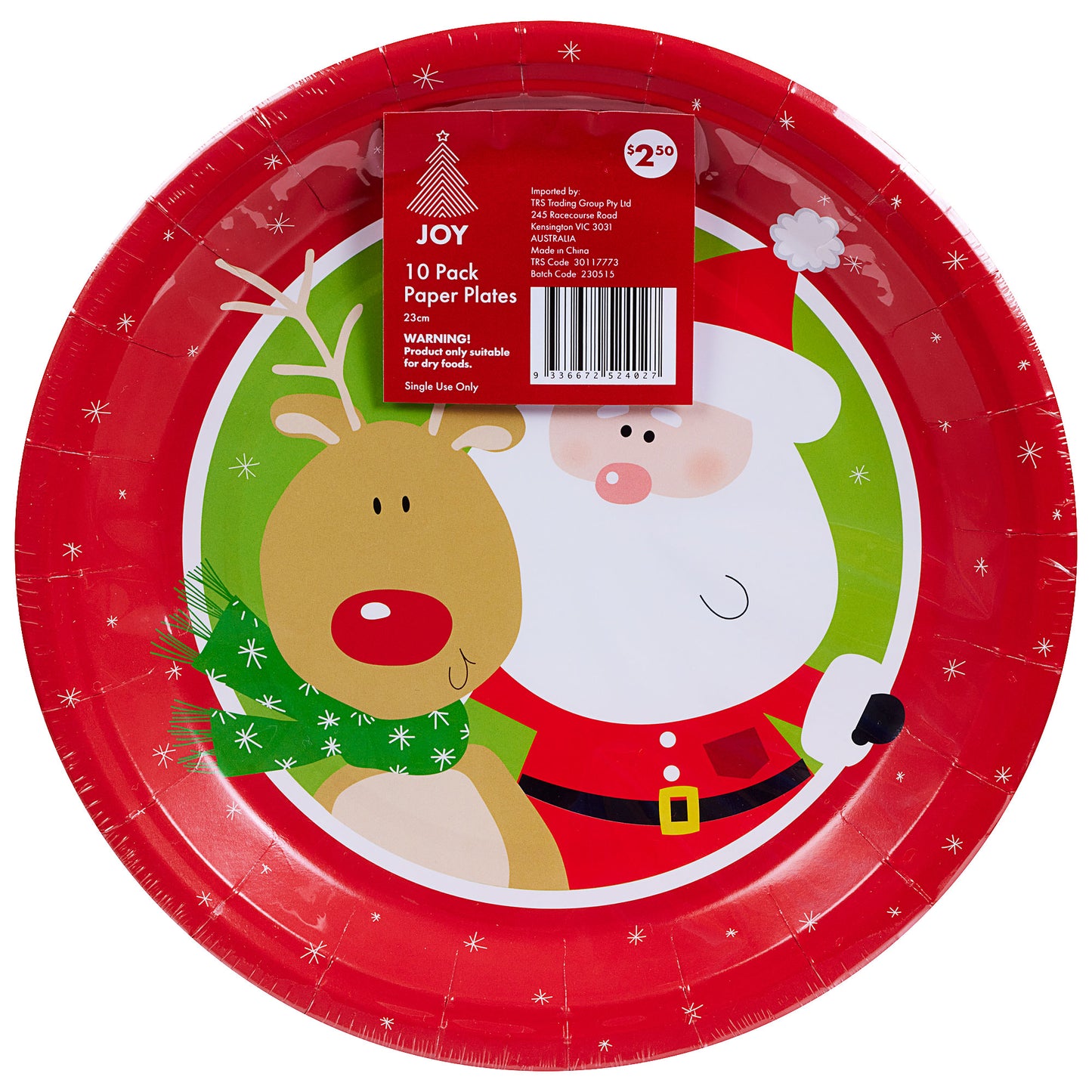 Paper Plate 'Tis The Season 23cm 10pk