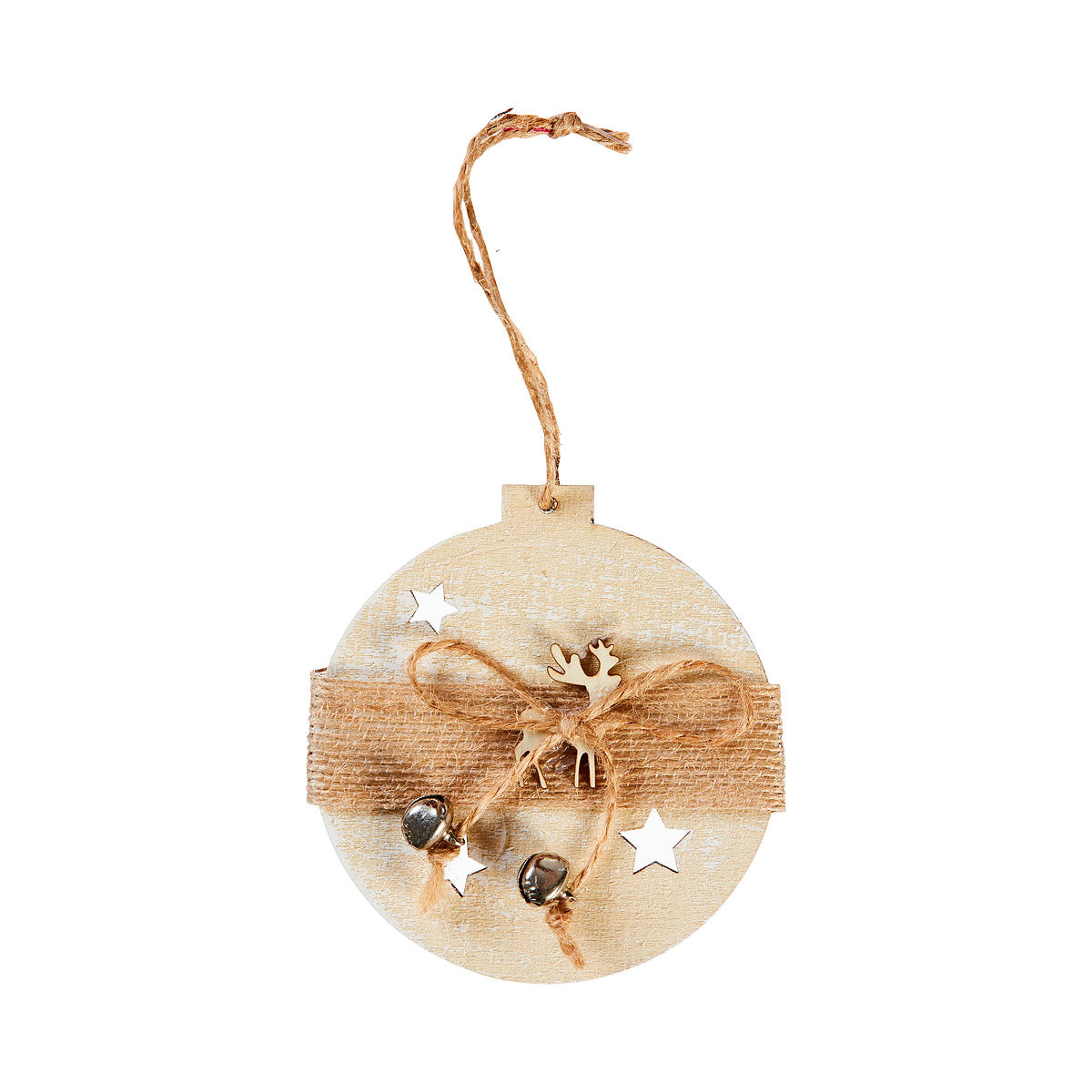 Christmas Tree Decoration Wood/Hessian Assorted