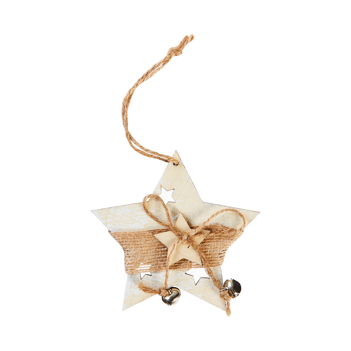 Christmas Tree Decoration Wood/Hessian Assorted