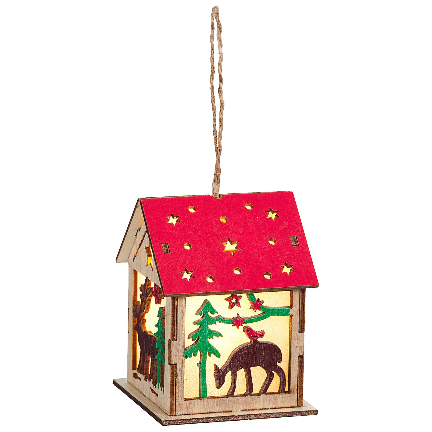 Battery Light-Up Wooden Lantern Decoration