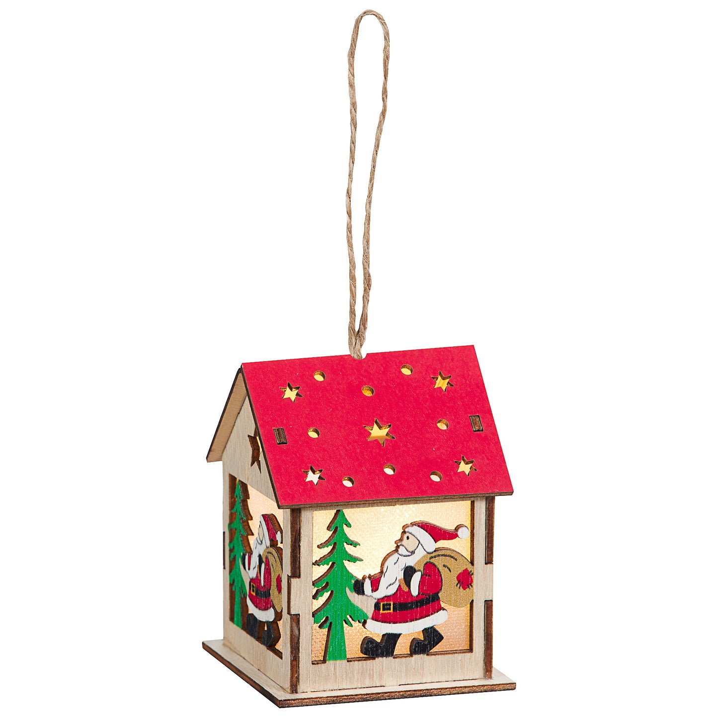 Battery Light-Up Wooden Lantern Decoration