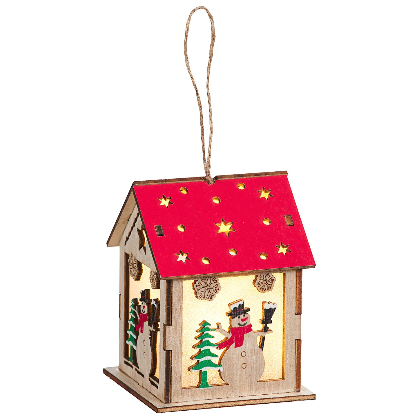 Battery Light-Up Wooden Lantern Decoration