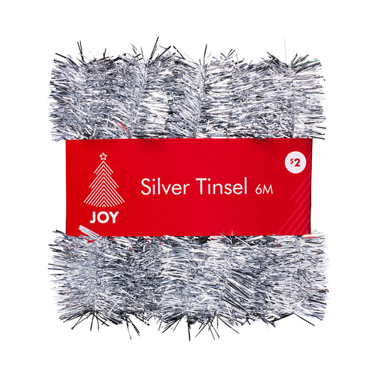 Christmas Tinsel Silver 6M