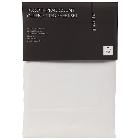 Peppermill 1000TC Fitted Sheet Set QS Assorted