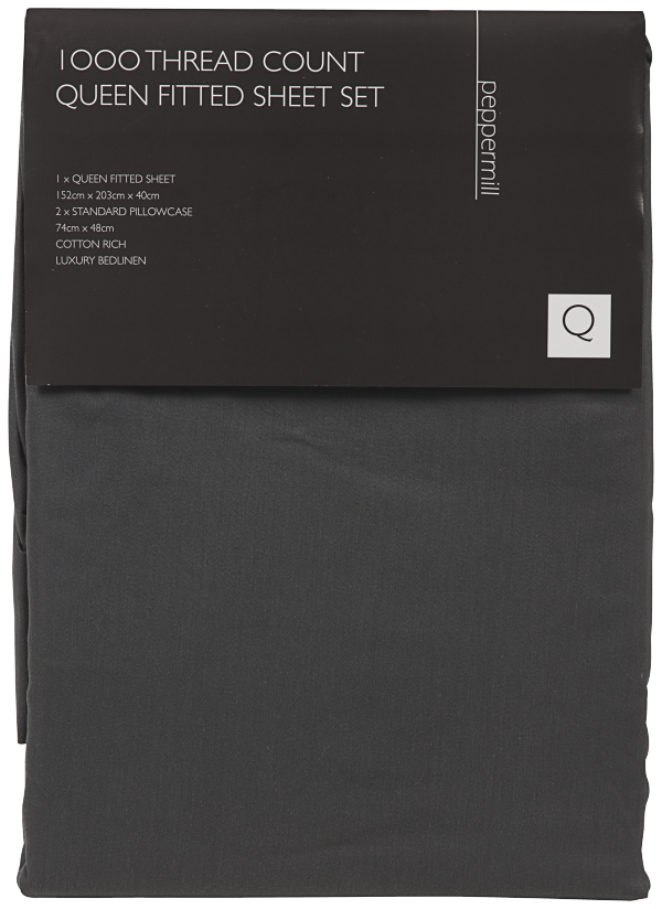 Peppermill 1000TC Fitted Sheet Set QS Assorted