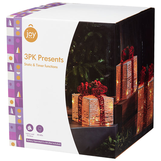 Battery Operated Acrylic Present 3pk