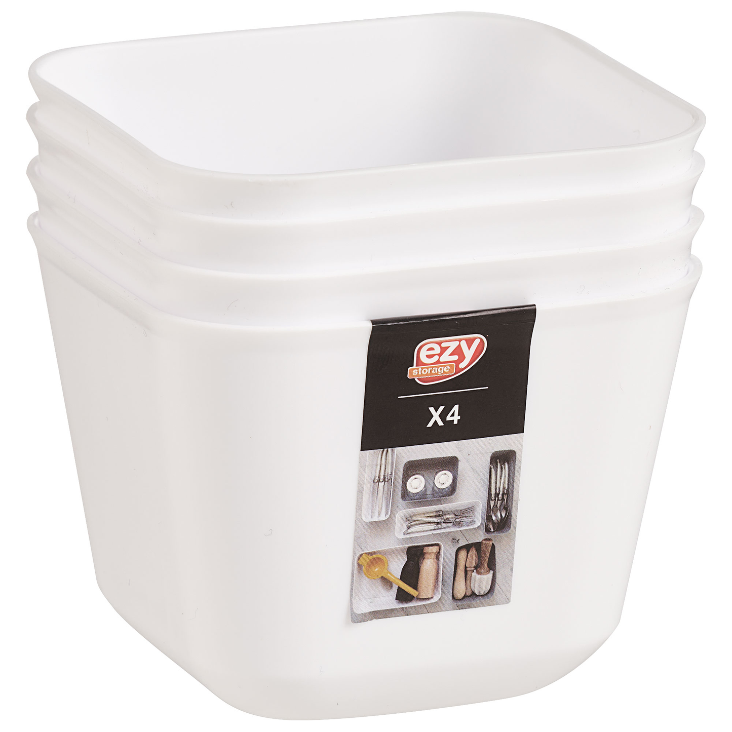 Ezy Storage Utility Tray 4pk 8.5x8.5x6cm