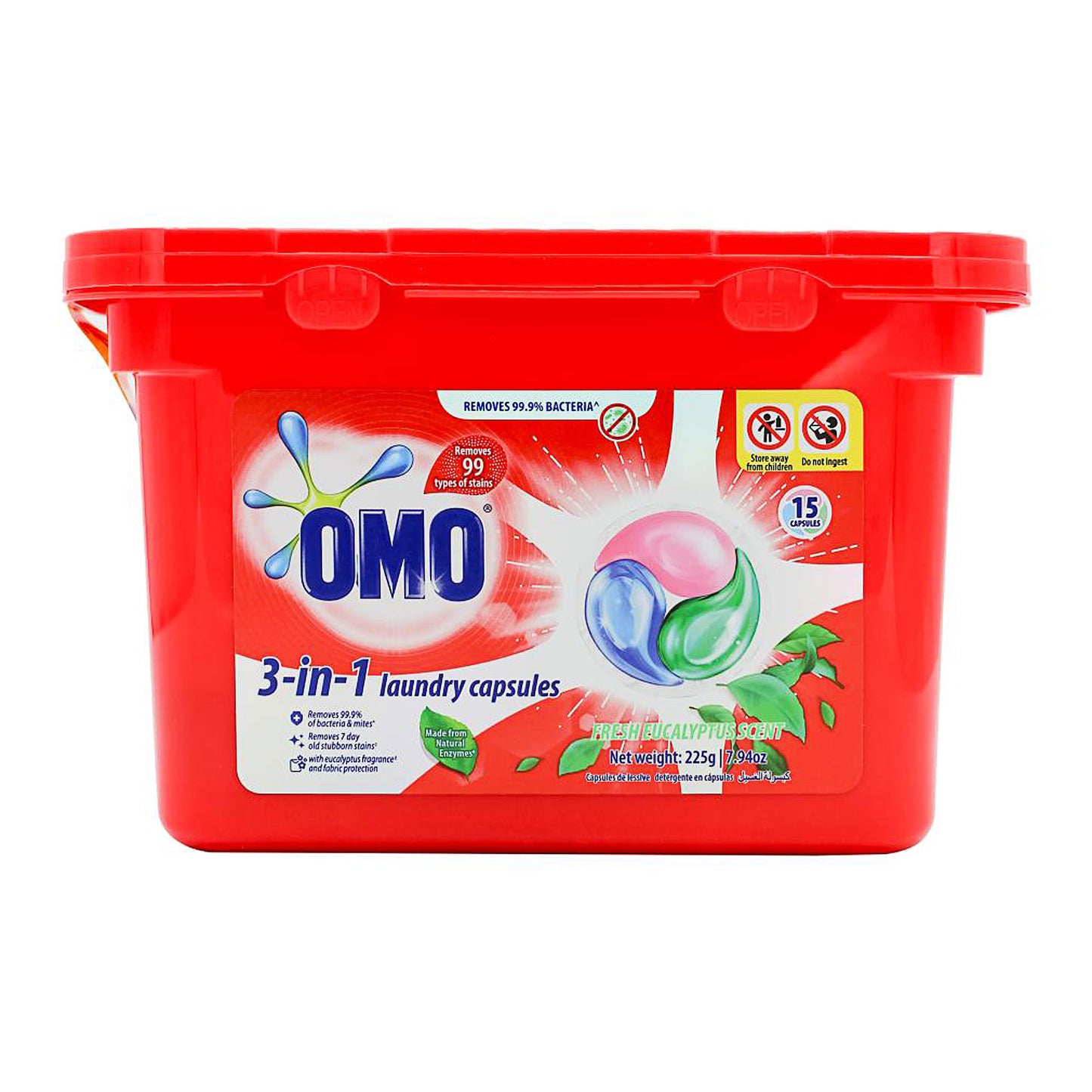 OMO 3-In-1 Laundry Capsules Eucalyptus 15pk