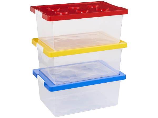 Kids' Block Lid Plastic Storage Box 20L Assorted