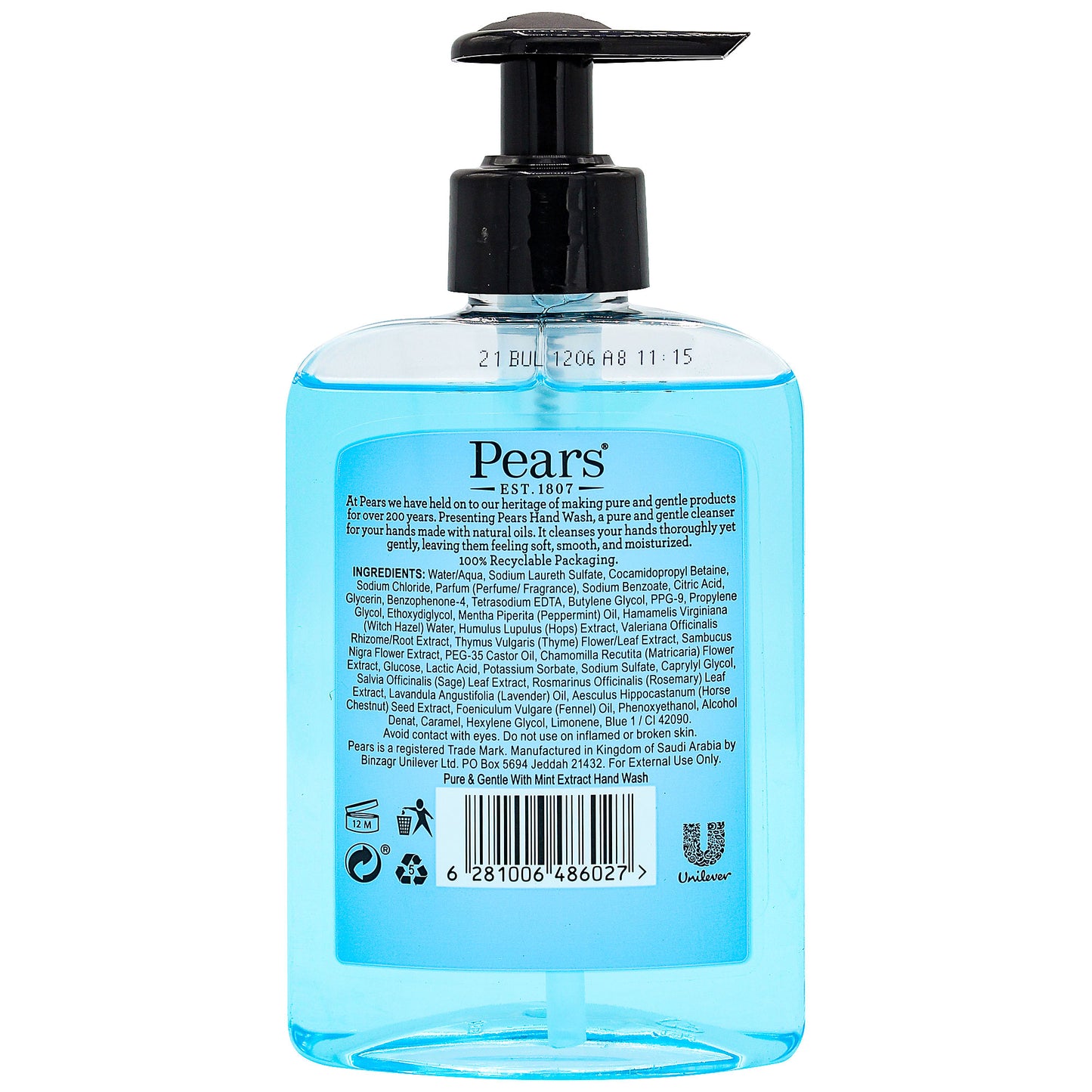 Pears Hand Wash Pump With Mint Extract 250mL