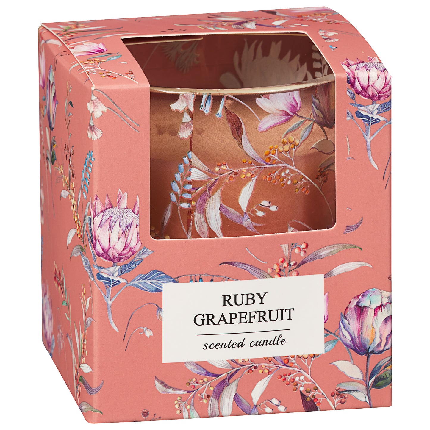 Floral Print Candle Ruby Grapefruit Pink