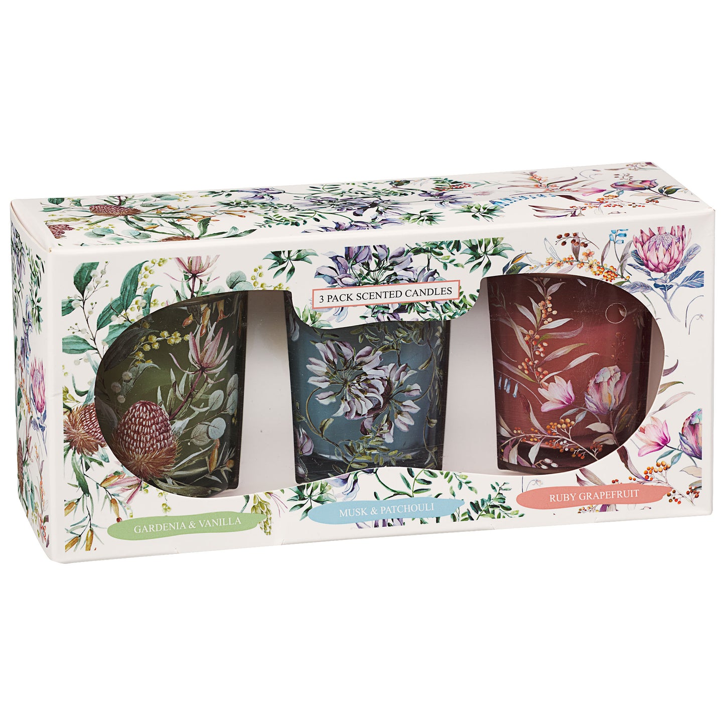 Floral Print Candle 3pk