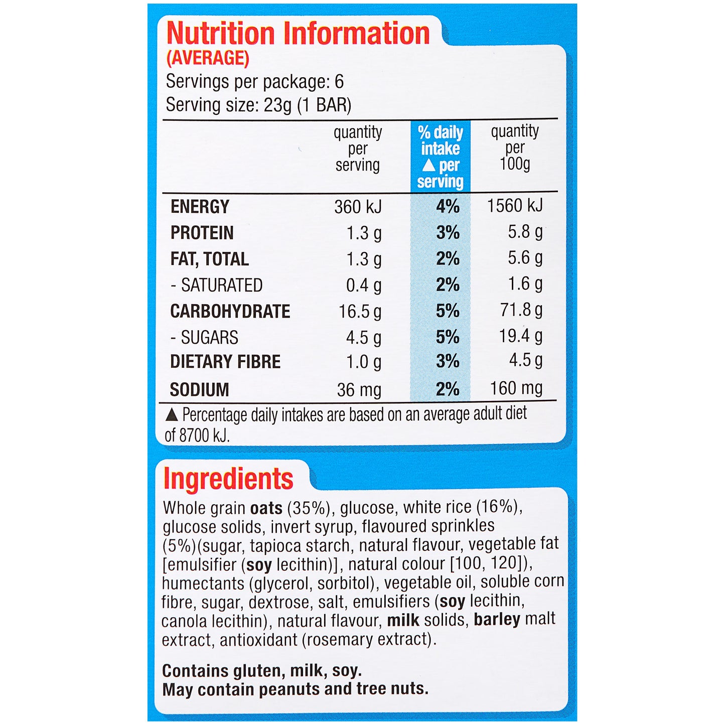 Kelloggs  LCMs Oaty Puffs Mango 'n Passionfruit Flavour 6pk