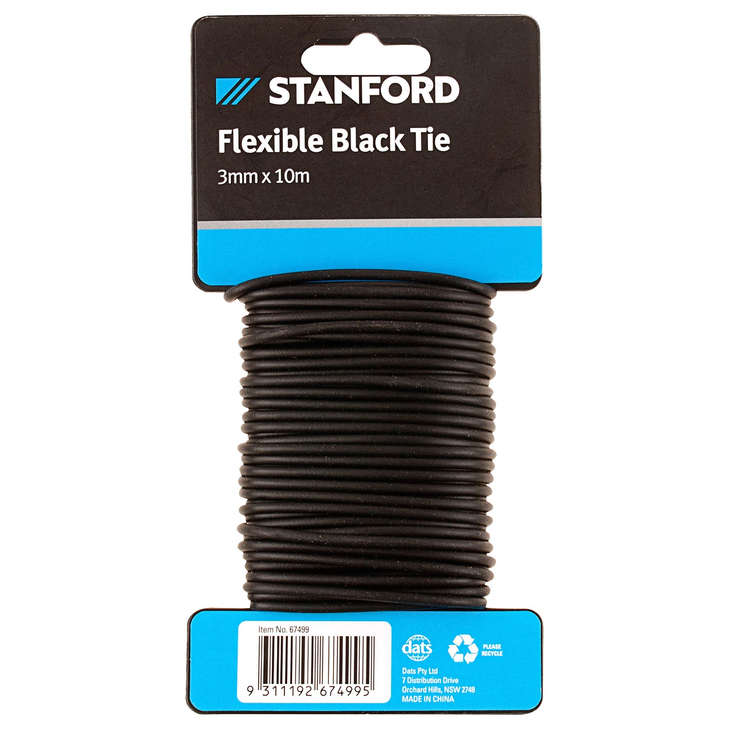 Stanford Flexi Tie Black 3mmx10m