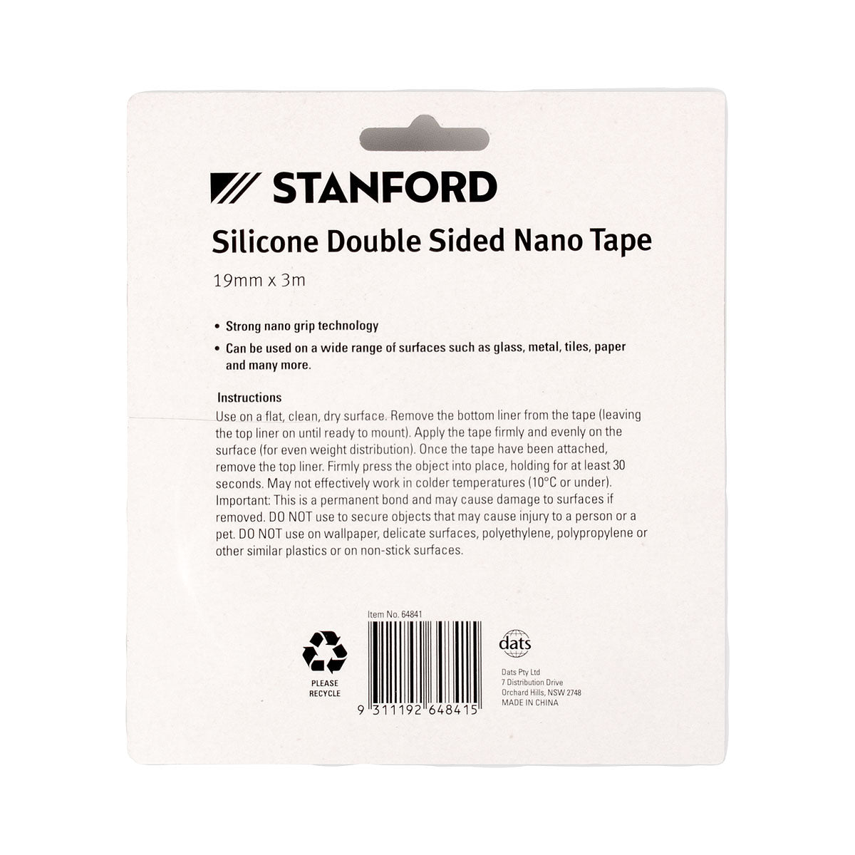 Stanford Tape Double Sided Nano 19mmx3m