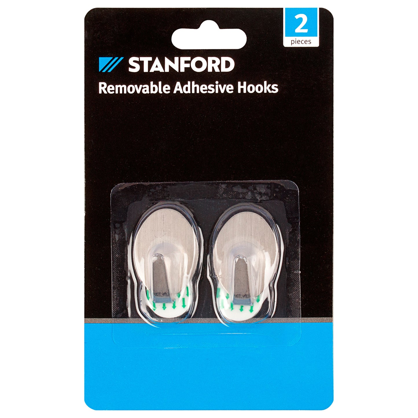 Stanford Removable Adhesive Steel Hooks 2pk