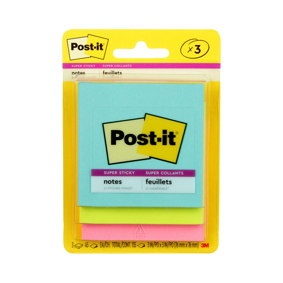 Post-it Sticky Notes 76x76 300 Sheets | Blue, Neon, Pink