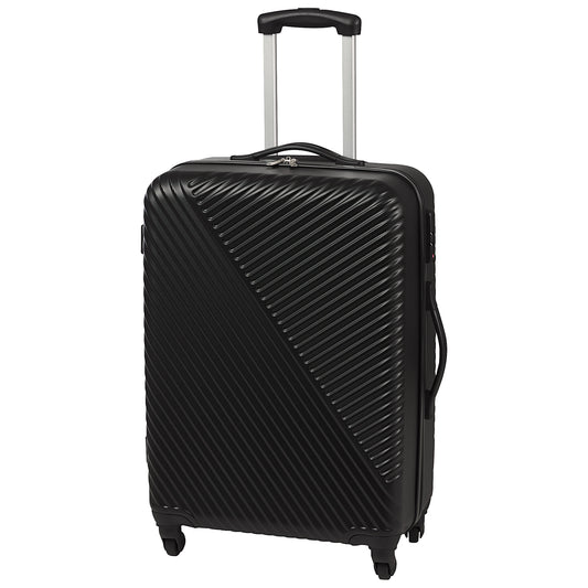 Ribbed Black Hard Case Luggage Medium