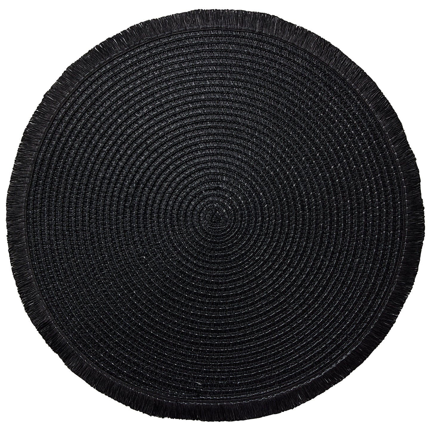 Round Placement Fringed Beige/Black 38cm