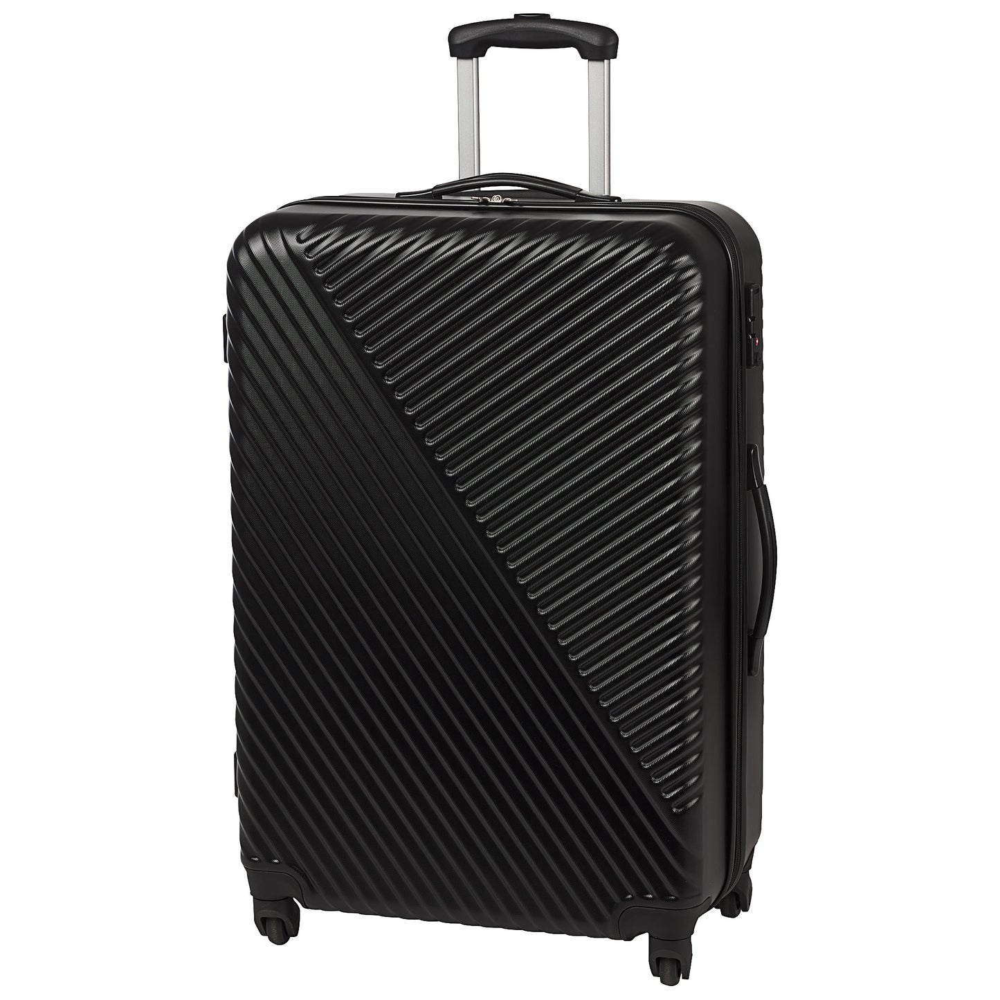 Ribbed Black Hard Case Luggage Large