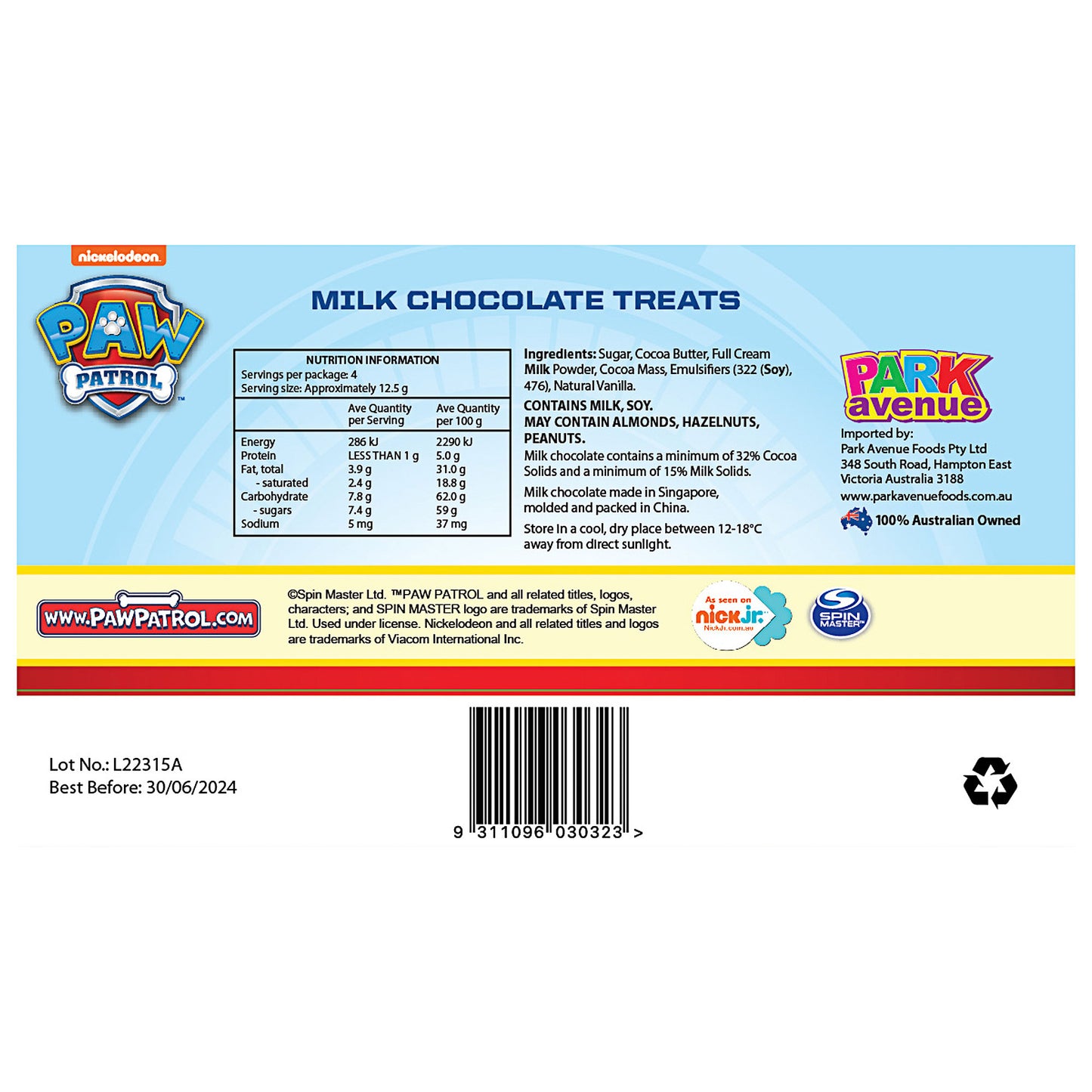 Paw Patrol Chocolate Treats 50g