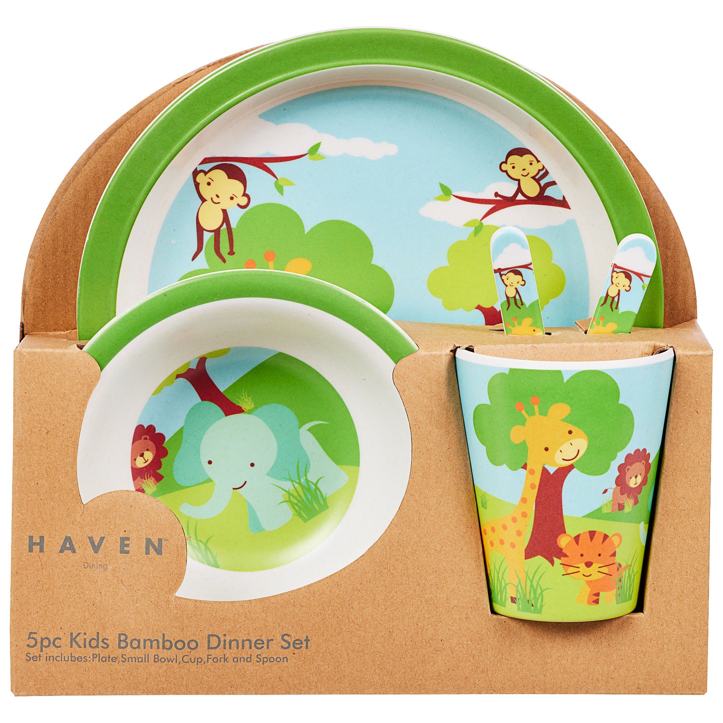 Kids Bamboo Meal Set Safari 5pc