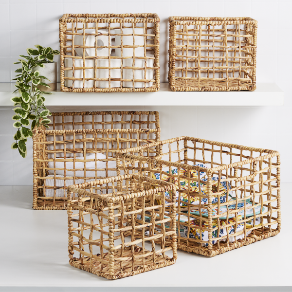 Open Weave Hyacinth Basket 40x30x22cm