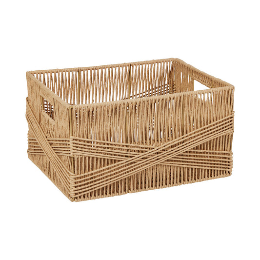 Paper Wicker Basket Tan 40x30x22cm