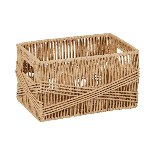 Paper Wicker Basket Tan 28x18x16cm