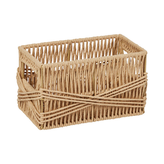 Paper Wicker Basket Tan 24x14x14cm