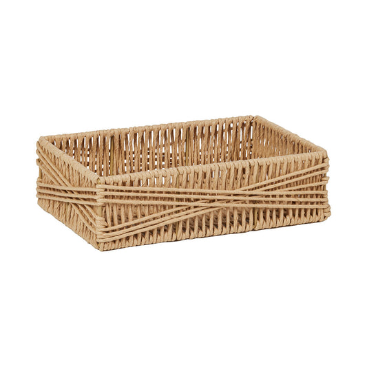 Paper Wicker Tray Tan 28x18x8cm