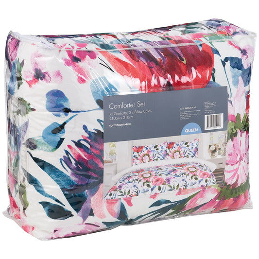 Comforter Bright Botanica Floral Queen Bed