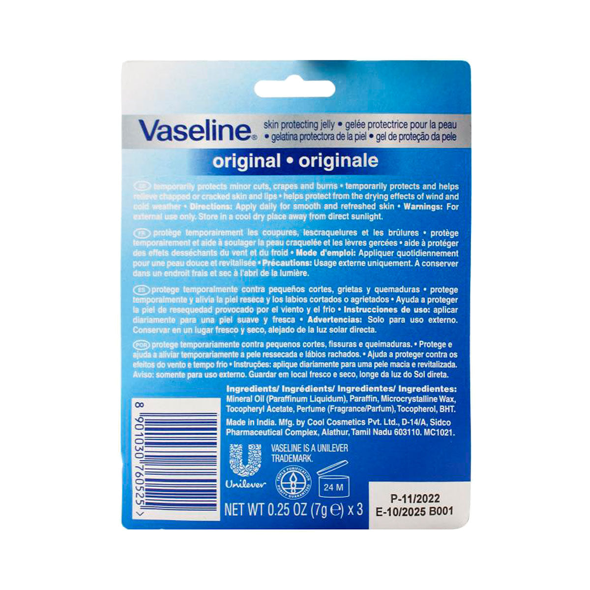 Vaseline Jelly Original 3pk 7g