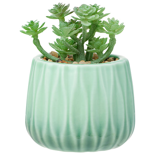 Faux Succulents In Glazed Pot 8cm Assorted