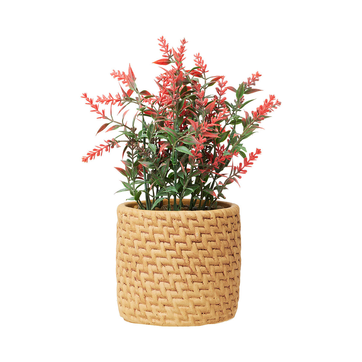 Faux Floral Greenery In Textured Pot Assorted